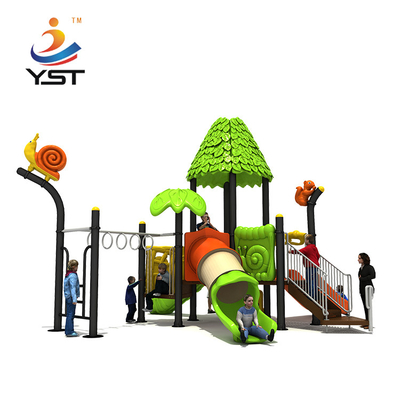 Outdoor Themed Multiple Kids Playground Slide With Tree House