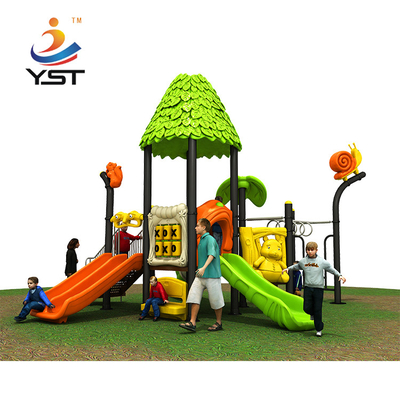 Outdoor Themed Multiple Kids Playground Slide With Tree House