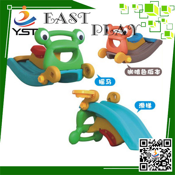 Kindergarten Custom Plastic Slides Frog Ride With Slide 2 In 1 Two Years Warranty